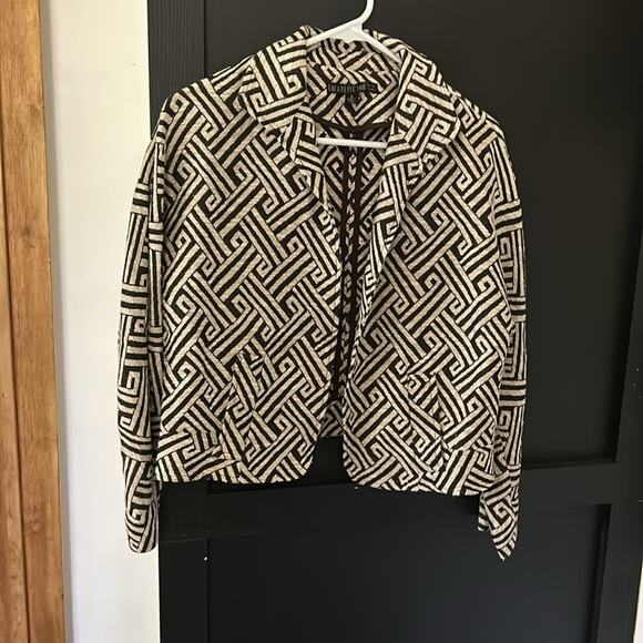 Lafayette 148 New York Brown Cream Blazer Jacket. Size 8 - Picture 2 of 9